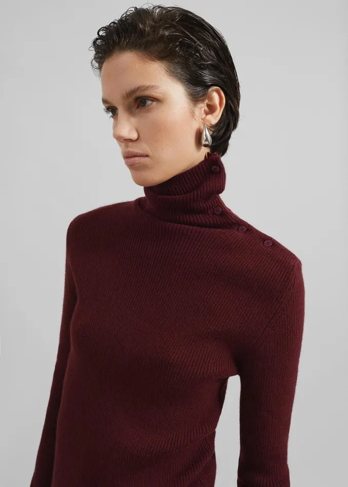 The Frankie Shop Knitwear Devar Turtleneck Sweater 8211 Burgundy 8211 Women