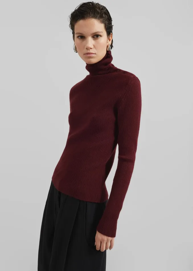 The Frankie Shop Knitwear Devar Turtleneck Sweater 8211 Burgundy 8211 Women