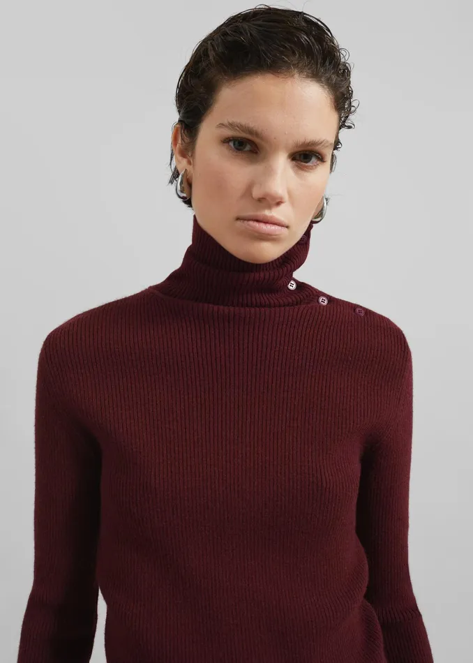 The Frankie Shop Knitwear Devar Turtleneck Sweater 8211 Burgundy 8211 Women