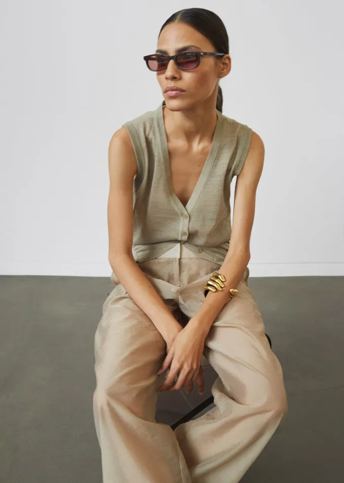 The Frankie Shop Knitwear Fern Vest 8211 Beige 8211 Women