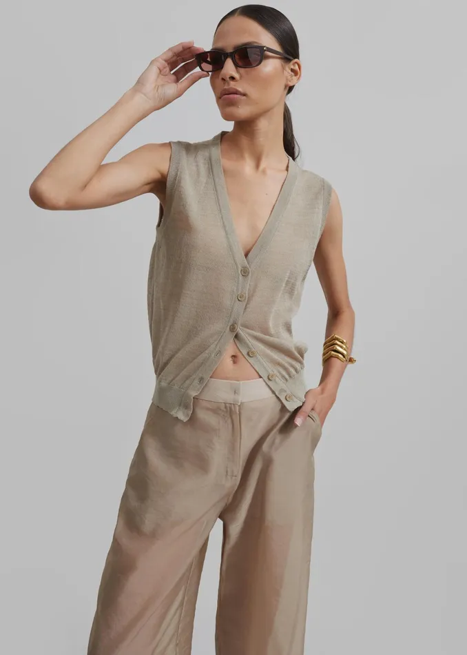 The Frankie Shop Knitwear Fern Vest 8211 Beige 8211 Women