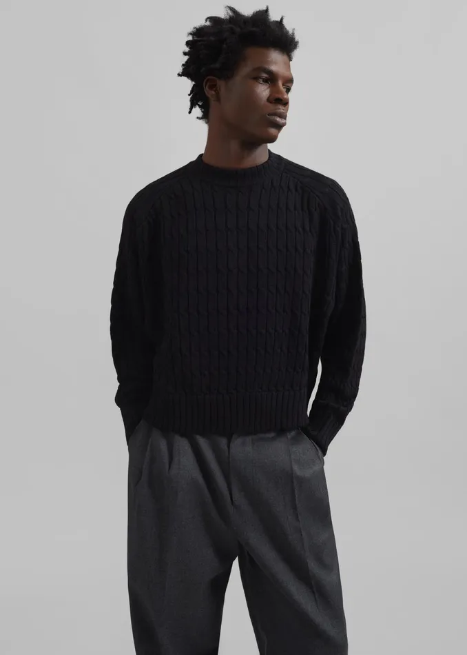 The Frankie Shop Knitwear Louis Gabriel Nouchi Cable Knit Wool Jumper 8211 Black 8211 Men