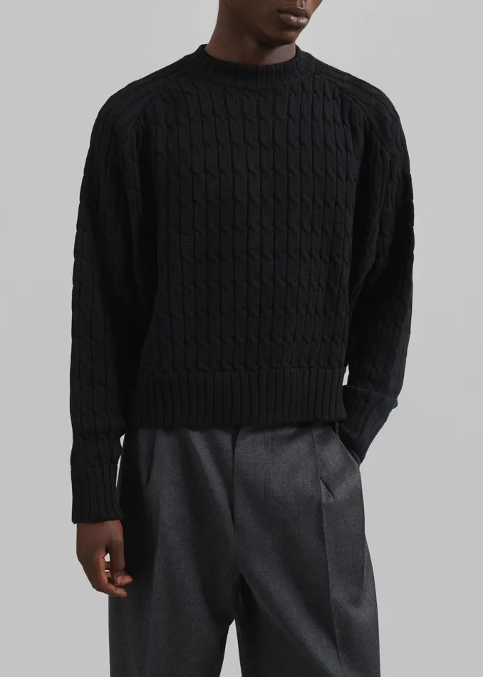The Frankie Shop Knitwear Louis Gabriel Nouchi Cable Knit Wool Jumper 8211 Black 8211 Men