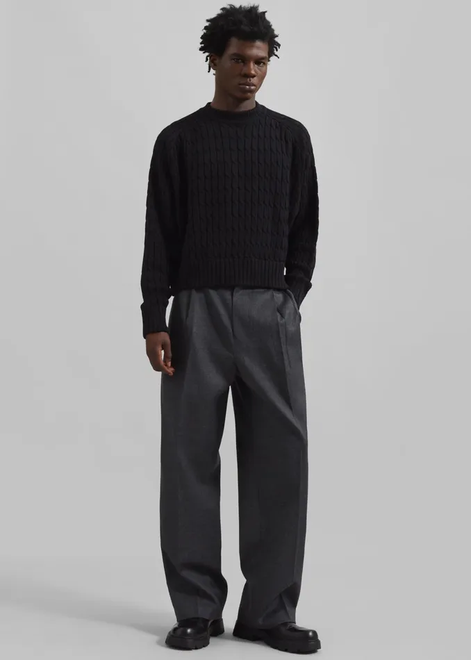 The Frankie Shop Knitwear Louis Gabriel Nouchi Cable Knit Wool Jumper 8211 Black 8211 Men