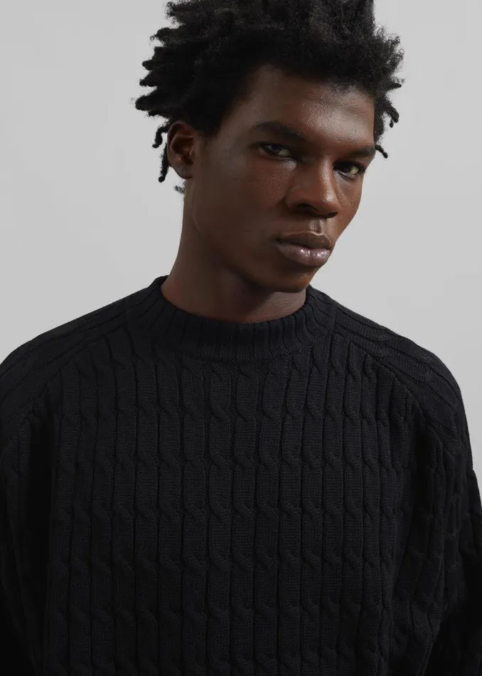 The Frankie Shop Knitwear Louis Gabriel Nouchi Cable Knit Wool Jumper 8211 Black 8211 Men