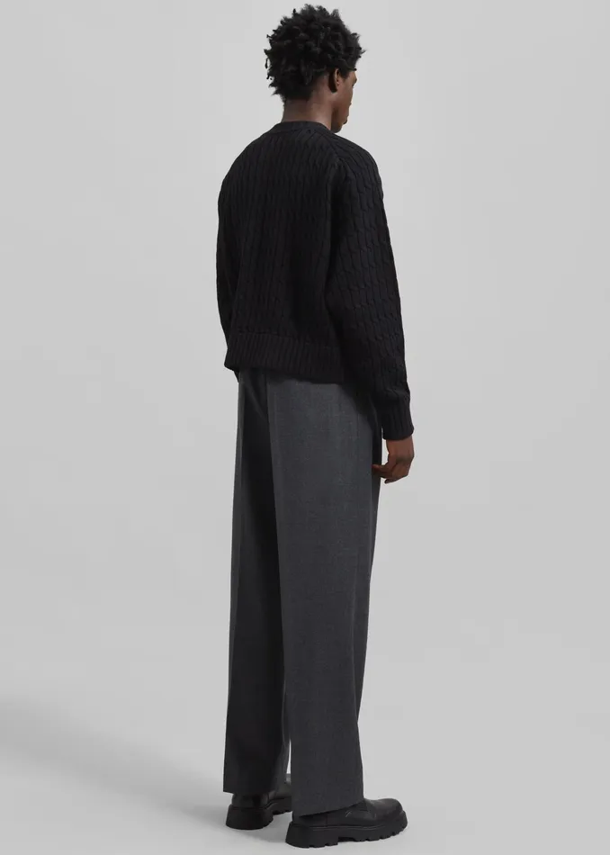 The Frankie Shop Knitwear Louis Gabriel Nouchi Cable Knit Wool Jumper 8211 Black 8211 Men