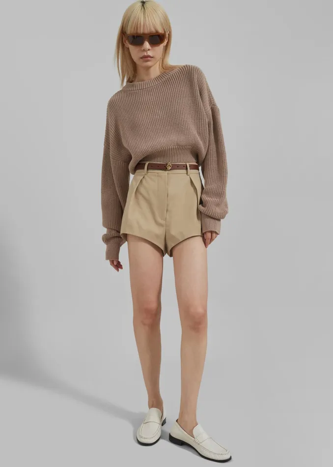 The Frankie Shop Knitwear Teague Cropped Sweater 8211 Beige 8211 Women
