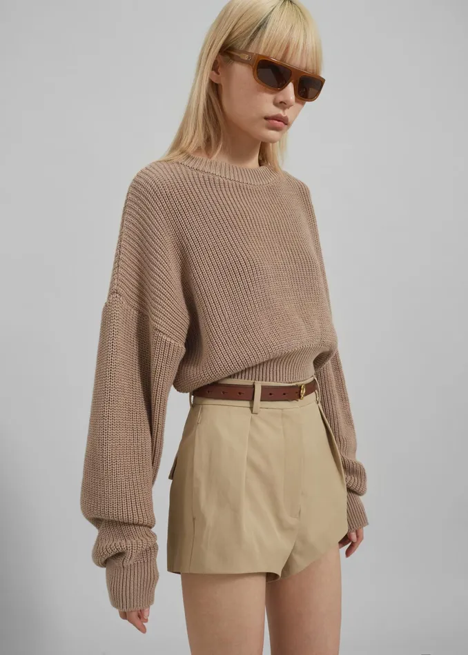The Frankie Shop Knitwear Teague Cropped Sweater 8211 Beige 8211 Women