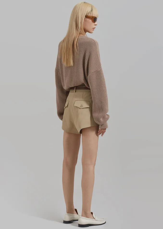 The Frankie Shop Knitwear Teague Cropped Sweater 8211 Beige 8211 Women