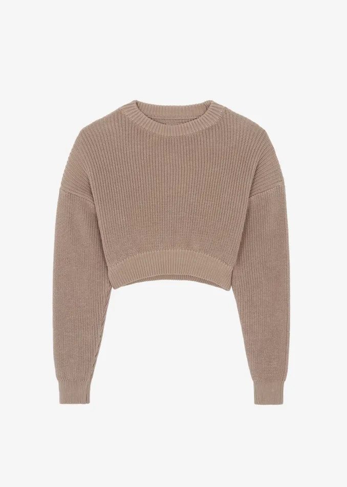 The Frankie Shop Knitwear Teague Cropped Sweater 8211 Beige 8211 Women