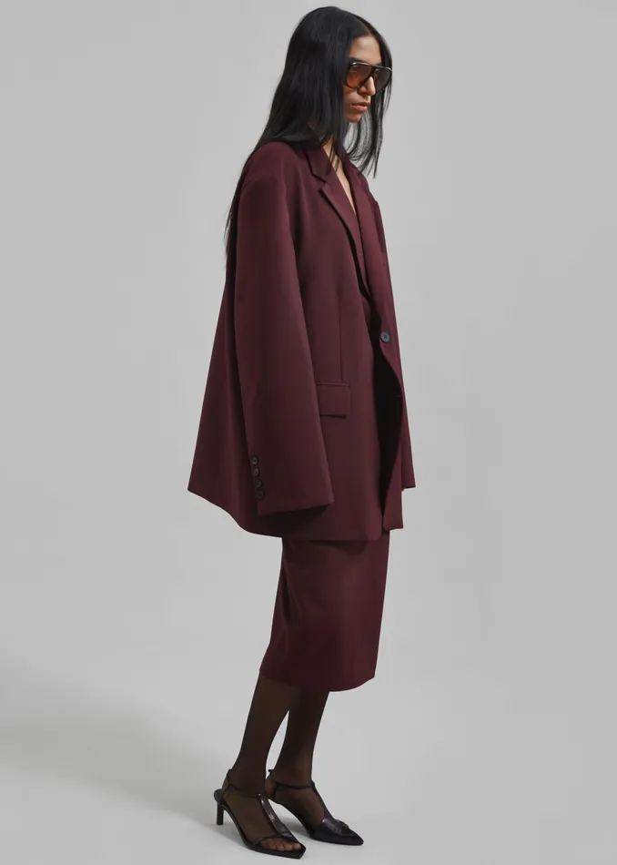 The Frankie Shop Outerwear Brooklyn Blazer 8211 Burgundy 8211 Women