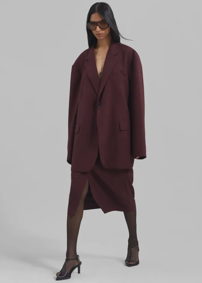 The Frankie Shop Outerwear Brooklyn Blazer 8211 Burgundy 8211 Women