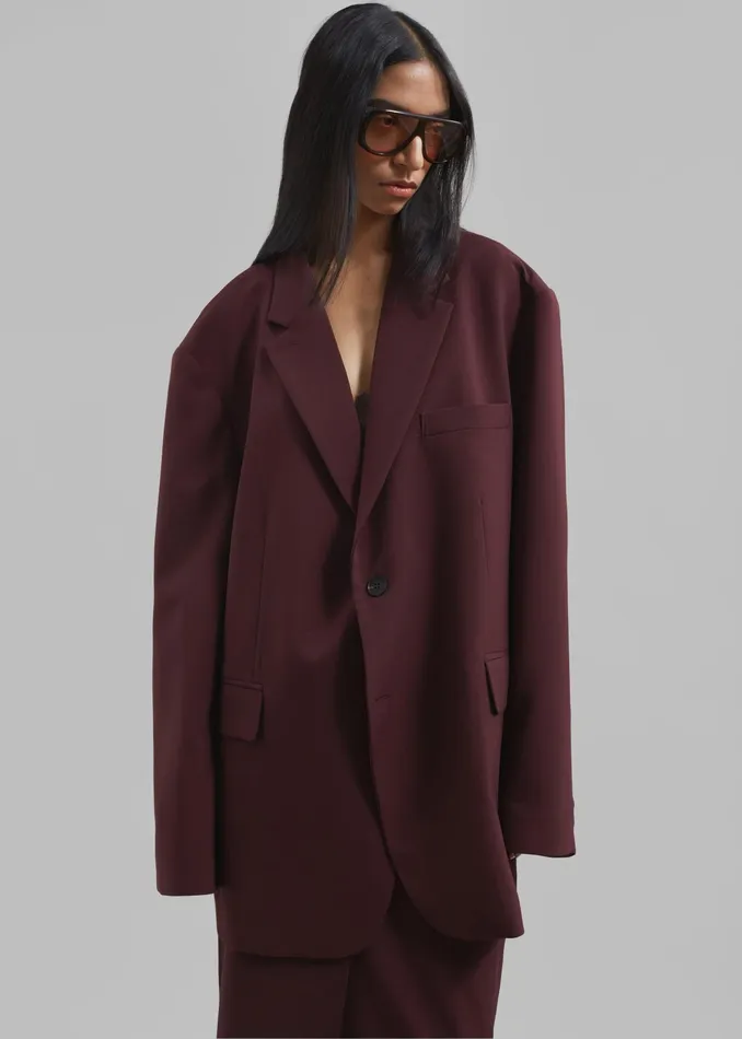 The Frankie Shop Outerwear Brooklyn Blazer 8211 Burgundy 8211 Women