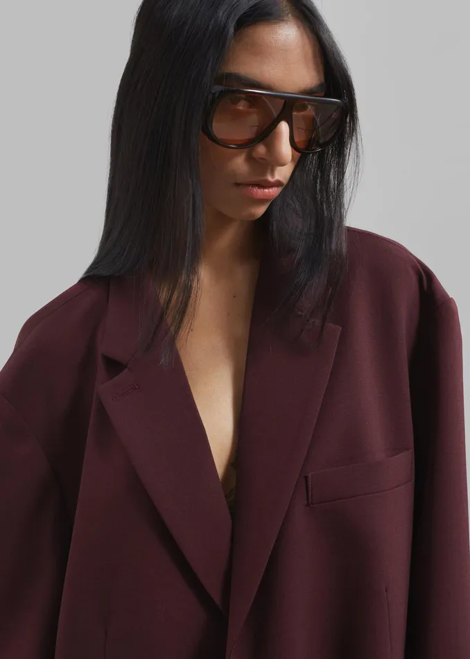 The Frankie Shop Outerwear Brooklyn Blazer 8211 Burgundy 8211 Women