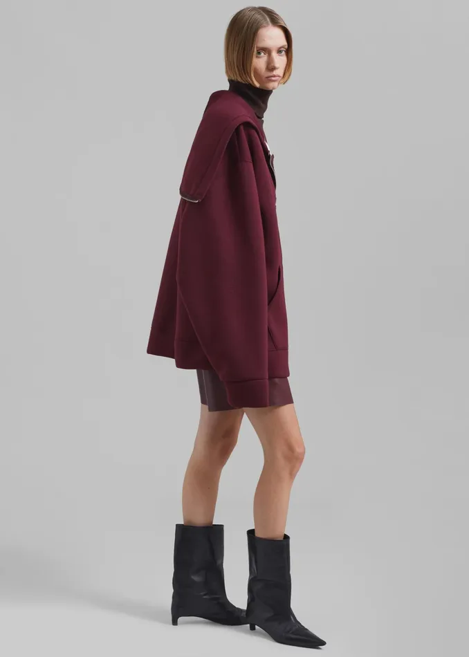 The Frankie Shop Outerwear Denton Oversized Hoodie 8211 Burgundy 8211 Women