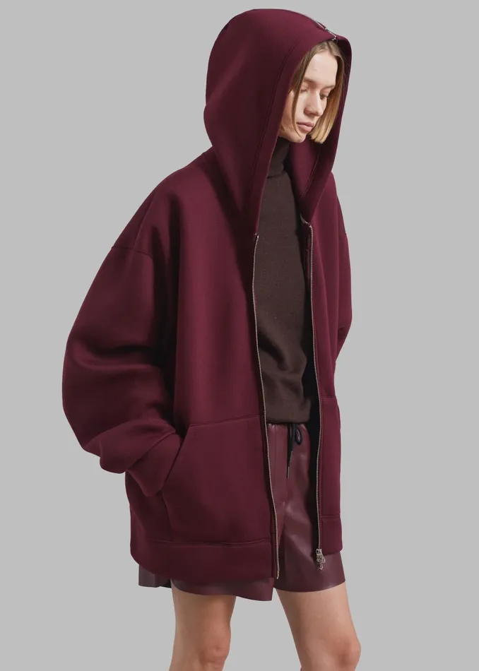 The Frankie Shop Outerwear Denton Oversized Hoodie 8211 Burgundy 8211 Women