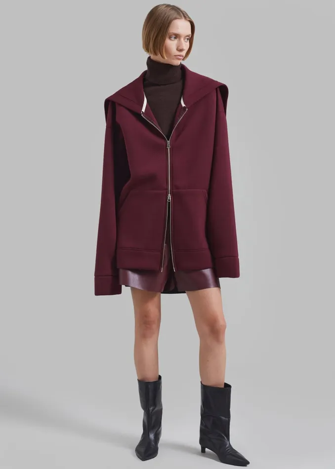 The Frankie Shop Outerwear Denton Oversized Hoodie 8211 Burgundy 8211 Women