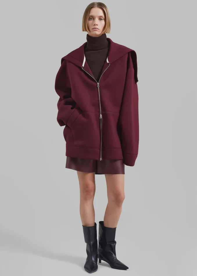 The Frankie Shop Outerwear Denton Oversized Hoodie 8211 Burgundy 8211 Women