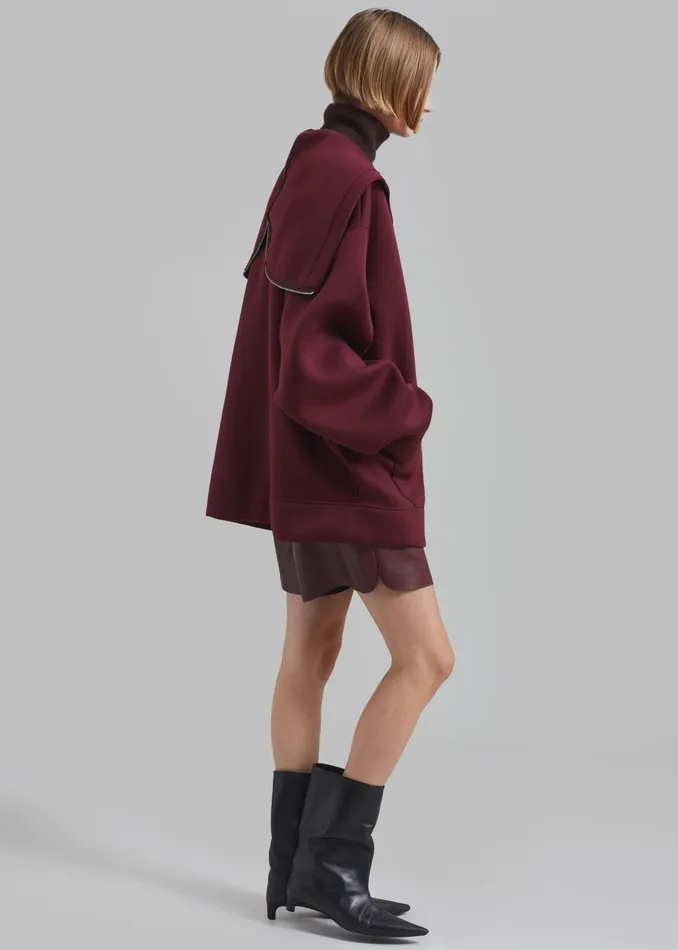 The Frankie Shop Outerwear Denton Oversized Hoodie 8211 Burgundy 8211 Women