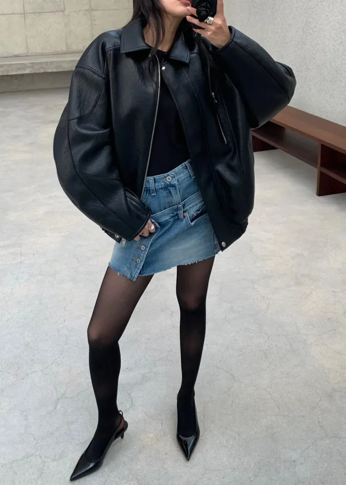 The Frankie Shop Outerwear Enora Faux Leather Jacket 8211 Black 8211 Women