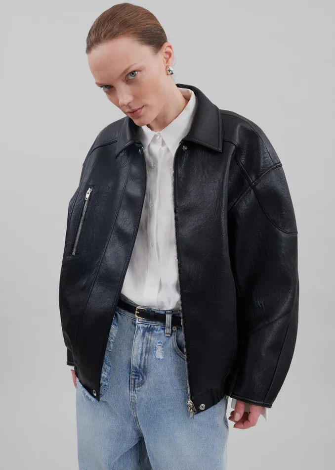The Frankie Shop Outerwear Enora Faux Leather Jacket 8211 Black 8211 Women