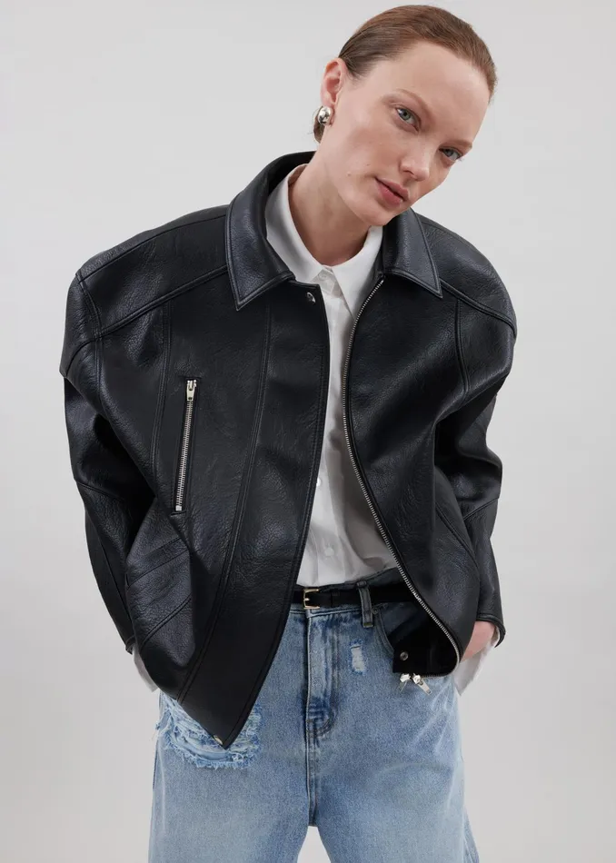 The Frankie Shop Outerwear Enora Faux Leather Jacket 8211 Black 8211 Women