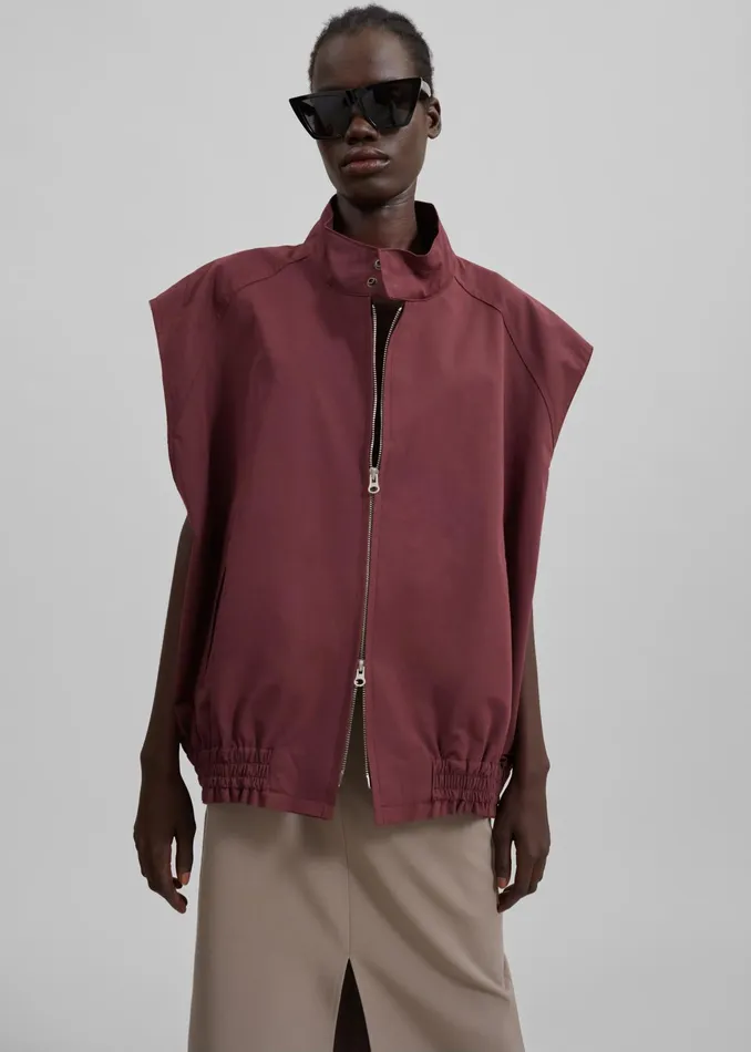 The Frankie Shop Outerwear Lance Sleeveless Bomber Jacket 8211 Burgundy 8211 Women