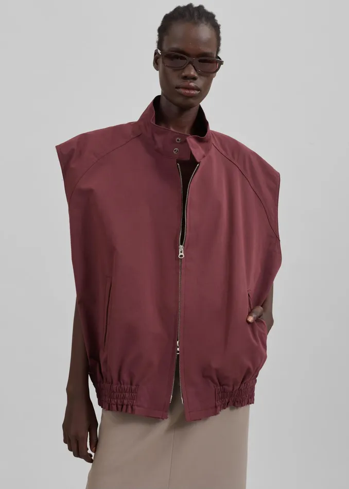The Frankie Shop Outerwear Lance Sleeveless Bomber Jacket 8211 Burgundy 8211 Women