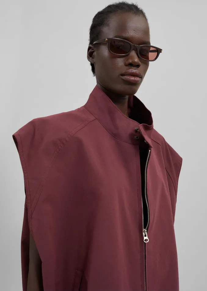 The Frankie Shop Outerwear Lance Sleeveless Bomber Jacket 8211 Burgundy 8211 Women