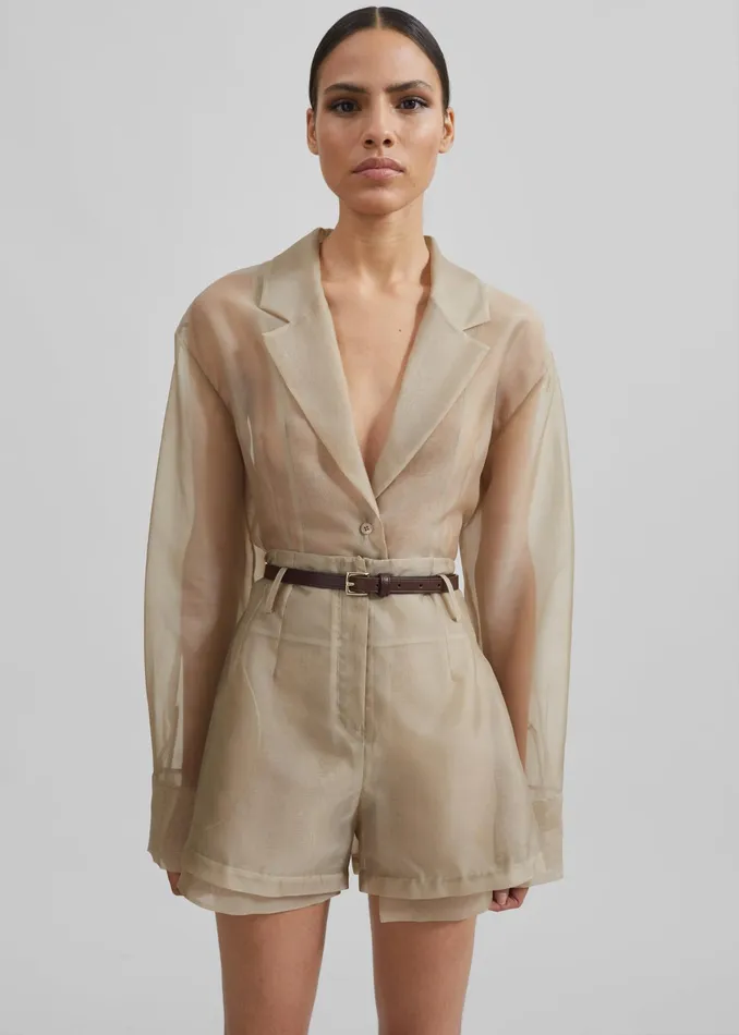 The Frankie Shop Outerwear Lise Sheer Blazer 8211 Desert Sand 8211 Women