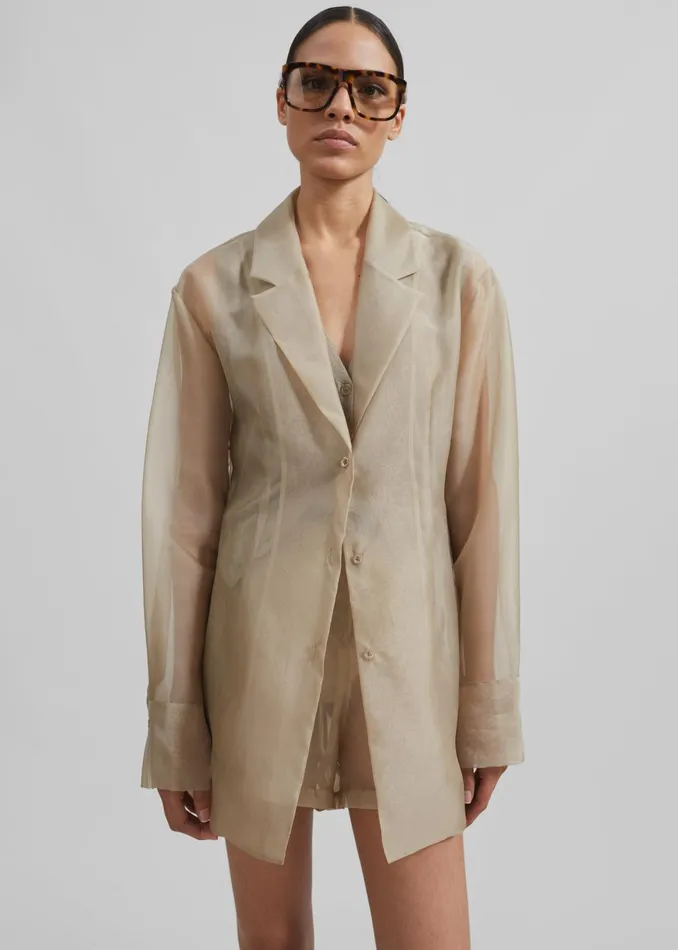 The Frankie Shop Outerwear Lise Sheer Blazer 8211 Desert Sand 8211 Women