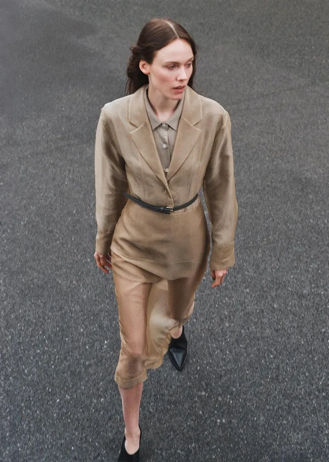 The Frankie Shop Outerwear Lise Sheer Blazer 8211 Desert Sand 8211 Women