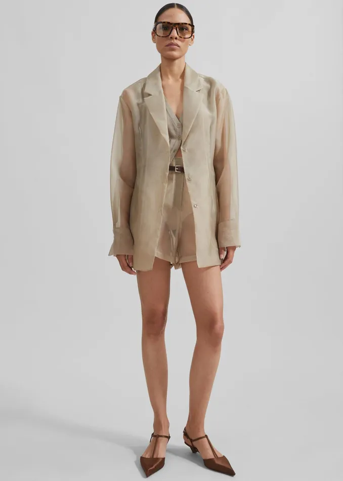 The Frankie Shop Outerwear Lise Sheer Blazer 8211 Desert Sand 8211 Women