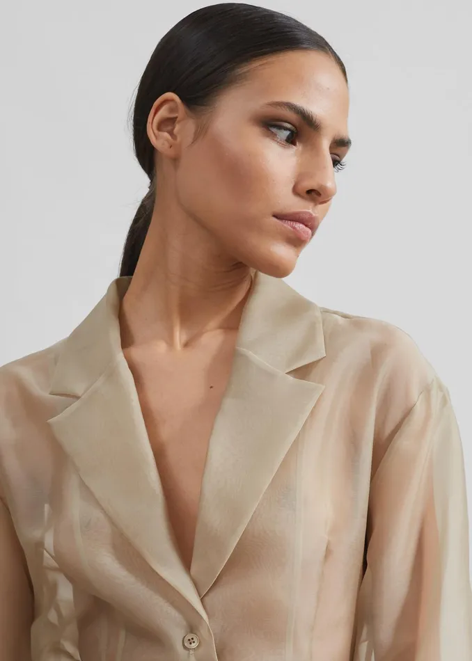 The Frankie Shop Outerwear Lise Sheer Blazer 8211 Desert Sand 8211 Women