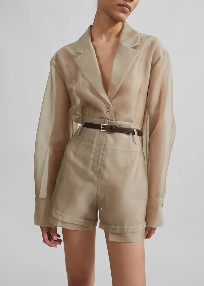 The Frankie Shop Outerwear Lise Sheer Blazer 8211 Desert Sand 8211 Women