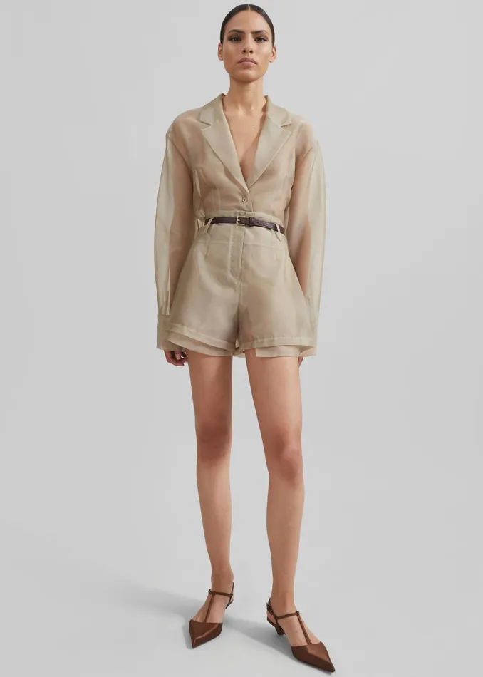 The Frankie Shop Outerwear Lise Sheer Blazer 8211 Desert Sand 8211 Women