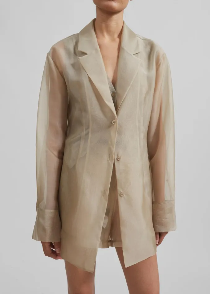The Frankie Shop Outerwear Lise Sheer Blazer 8211 Desert Sand 8211 Women