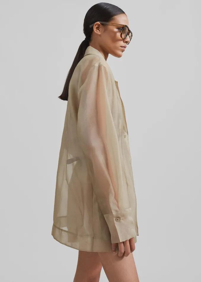 The Frankie Shop Outerwear Lise Sheer Blazer 8211 Desert Sand 8211 Women