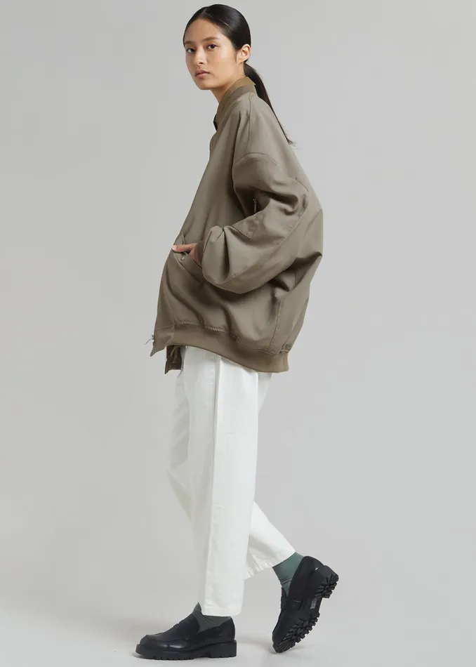 The Frankie Shop Outerwear Lumi Bomber Jacket 8211 Dark Olive 8211 WomenMen