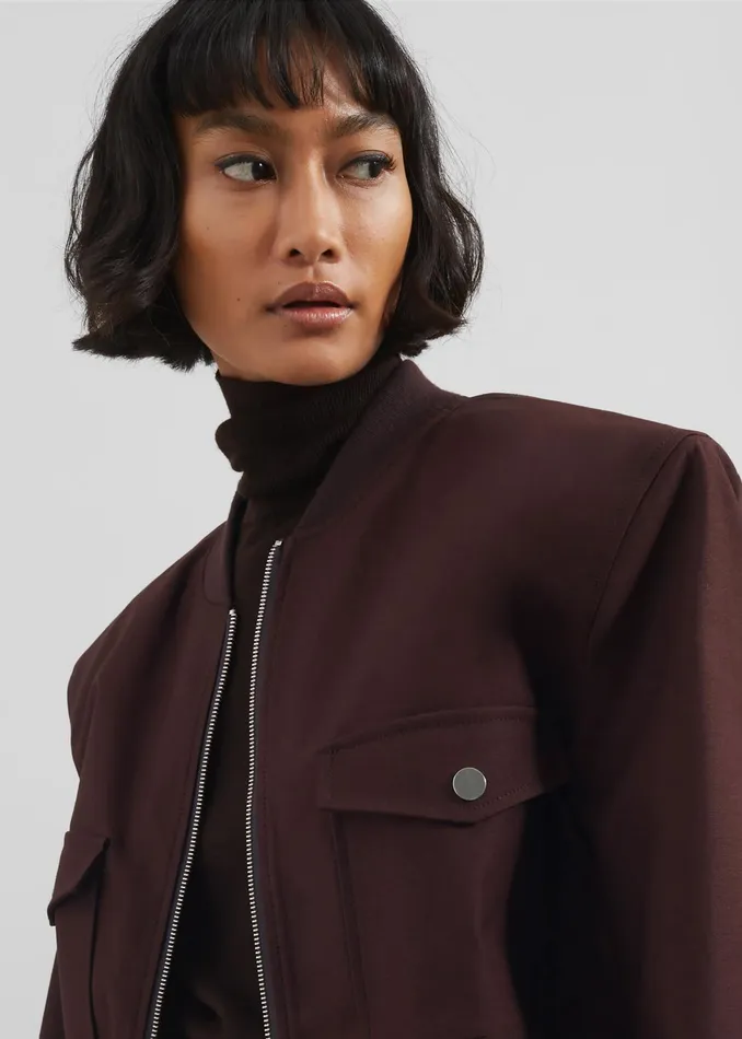 The Frankie Shop Outerwear Pomona Crop Bomber Jacket 8211 Burgundy 8211 Women