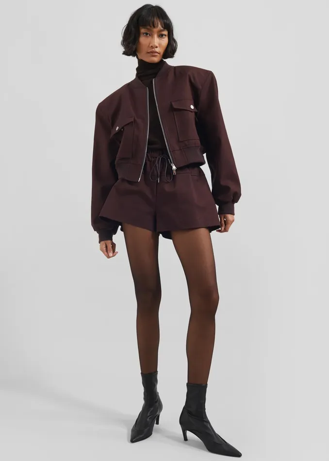 The Frankie Shop Outerwear Pomona Crop Bomber Jacket 8211 Burgundy 8211 Women