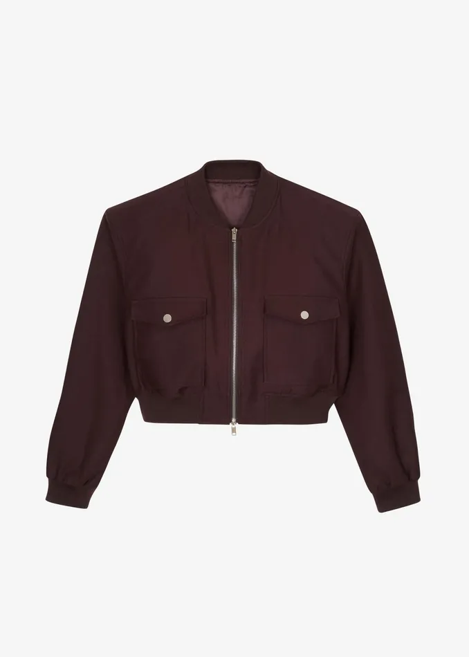 The Frankie Shop Outerwear Pomona Crop Bomber Jacket 8211 Burgundy 8211 Women