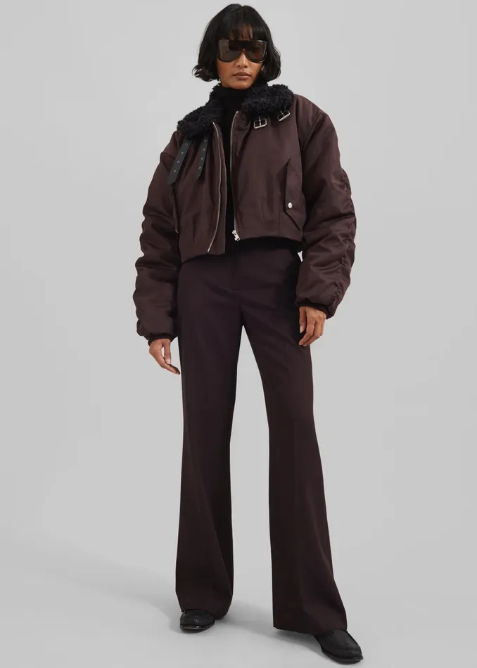 The Frankie Shop Outerwear Riano Cropped Bomber Jacket 8211 Burgundy 8211 Women