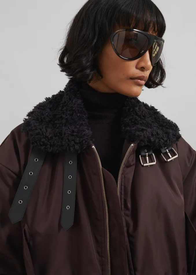 The Frankie Shop Outerwear Riano Cropped Bomber Jacket 8211 Burgundy 8211 Women