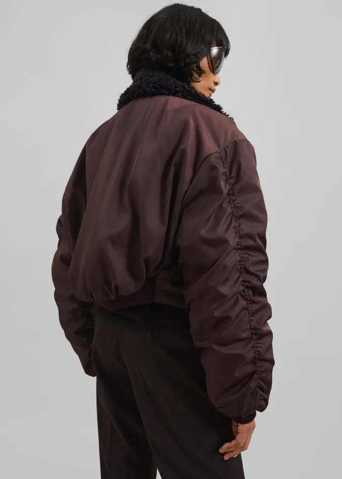 The Frankie Shop Outerwear Riano Cropped Bomber Jacket 8211 Burgundy 8211 Women