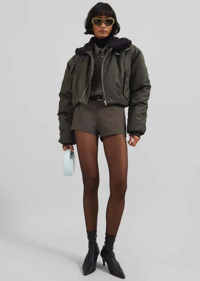 The Frankie Shop Outerwear Riano Cropped Bomber Jacket 8211 Khaki 8211 Women