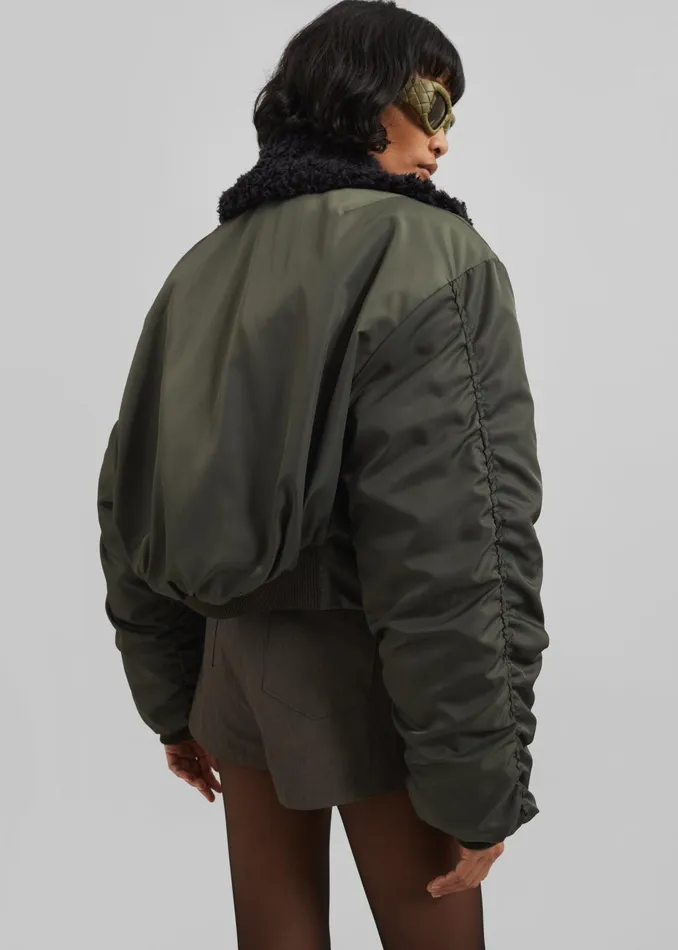 The Frankie Shop Outerwear Riano Cropped Bomber Jacket 8211 Khaki 8211 Women