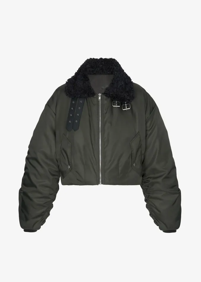 The Frankie Shop Outerwear Riano Cropped Bomber Jacket 8211 Khaki 8211 Women