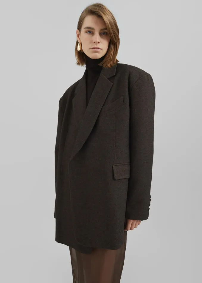The Frankie Shop Outerwear Sarnia Oversized Blazer 8211 Brown 8211 Women