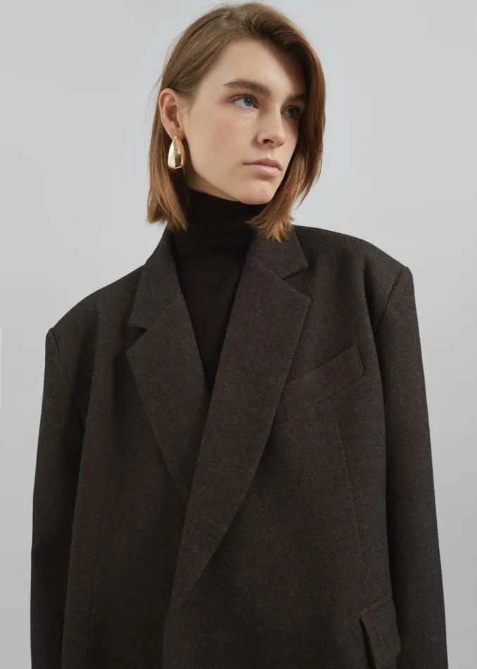 The Frankie Shop Outerwear Sarnia Oversized Blazer 8211 Brown 8211 Women
